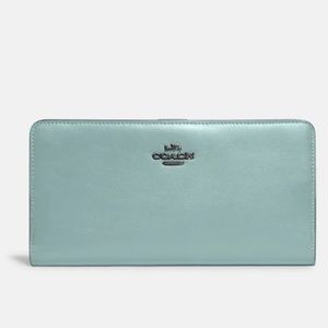New aqua Coach skinny wallet